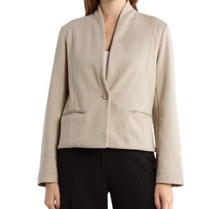 NWT James Perse Clean Cotton Knit Blazer 2/M Light Tan‎ Beige Collarless Jacket